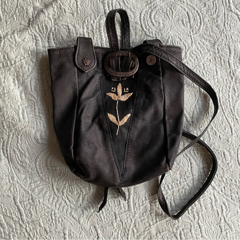 Extremely unique fleur backpack mini leather backpack with hardware